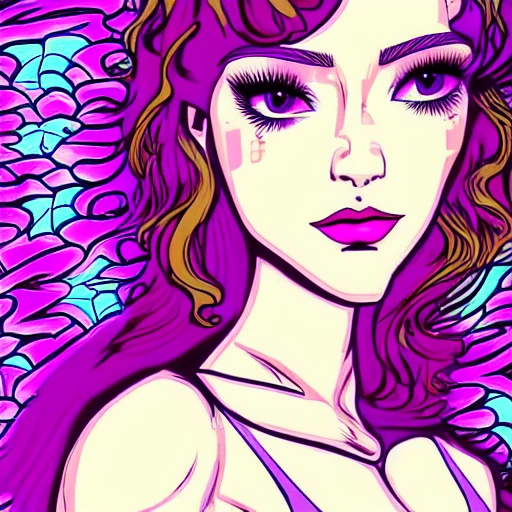 beautiful girl, sexy, Trippy, Cartoon