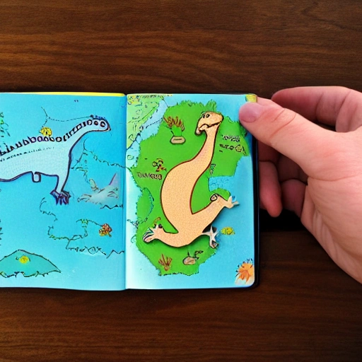 mini dino, reading a map, compass, jungle, 3D