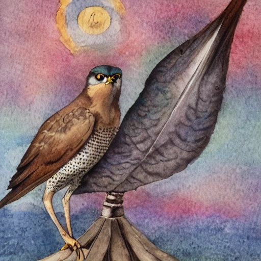 sparrowhawk and wand of cypress, Water Color