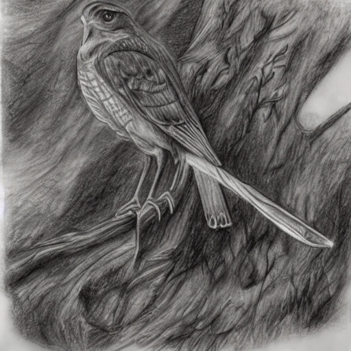 sparrowhawk and wand of cypress, Pencil Sketch