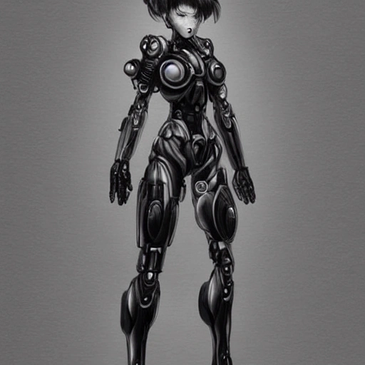 full body illustration female cyborg, highly detailed, sumi - e ...