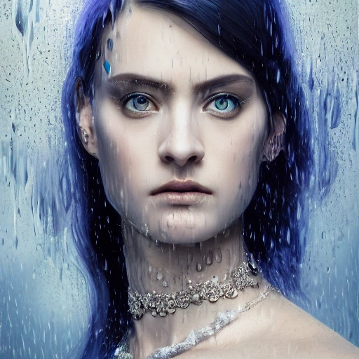 professional portrait of an extremely beautiful pride goddess of rain, expressive, smokey eye makeup, clear blue eyes, precious elegant clothes, long straight black hair, crown, intricate, highly detailed, sharp focus, photo realism, 3d render, by Greg rutkowski, Rembrandt, Stefan kostic, Stanley Lau, 8 k, divine, celestial