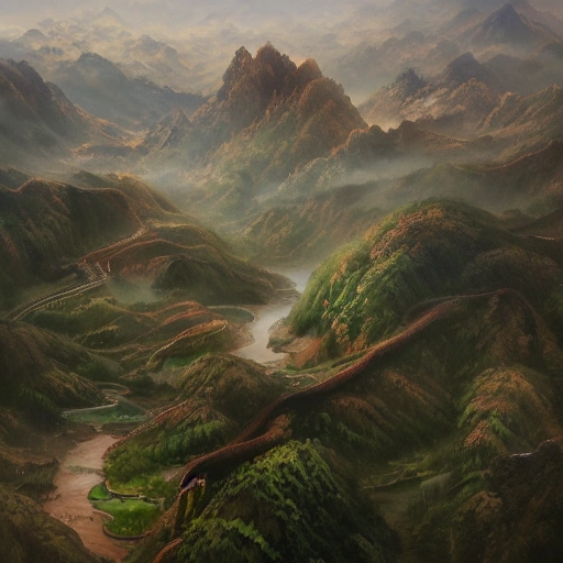 China, Yunnan Province Border,Sunlit, colorful, bird's eye view, realistic skin, realistic hair, realistic fabric, leather fabric, canvas fabric, wide angle shot, magnification, sub-surface scattering, Ruan Jia's art , JC leyendecker's art, fantasy art, realistic scale, highly detailed, 4k, 8k, digital painting, art workstation, concept art, smooth, sharp focus, photo, wide angle shot