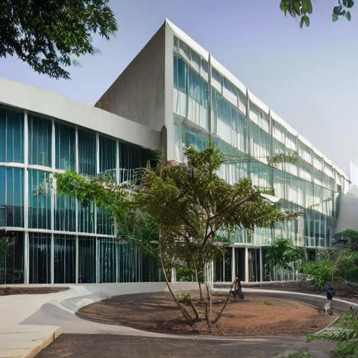 Bringing together creativity, technology and sustainability, the National Institute of Design in Hyderabad is a modern-day oasis for aspiring designers. Designed by world-renowned architect BV Doshi, this campus serves as a source of inspiration and a hub for innovation. Embracing the rich cultural heritage of Hyderabad while embracing cutting-edge design practices, the NID campus is a vibrant and dynamic space that fosters collaboration and growth. From textiles and product design to graphics and animation, students here are empowered to turn their artistic visions into tangible realities. Join us in this unique artistic journey and become a part of the design revolution that is shaping India's future.Zaha Hadid Architects thesis level design art and culture elements, 3D acadamic block hostel blocks oat landscape parking canteen sports complex interior view tree concept ,cluster form ,fuctional spaces ,design evolution 