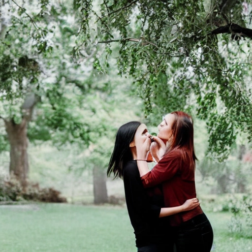 Woman kissing woman