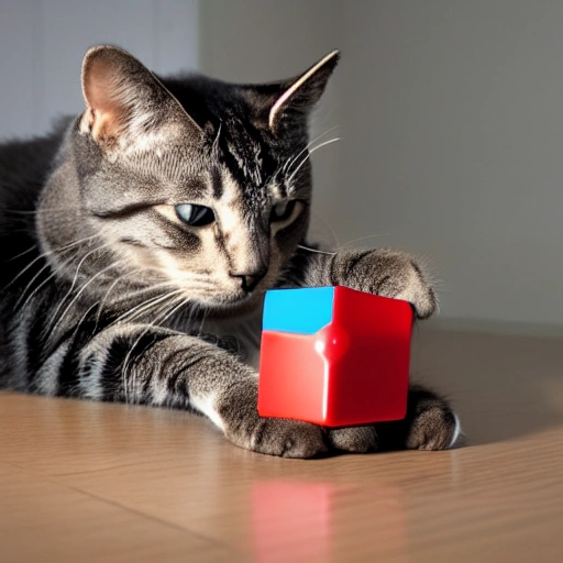 A cat restores the position of the magic cube