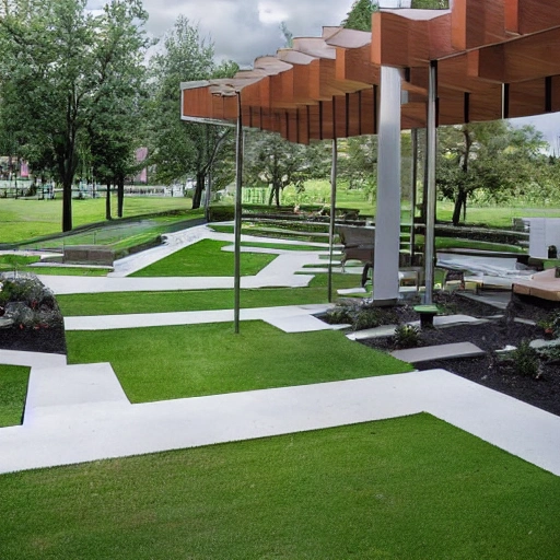 Modern architecture has incorporated the idea of incorporating open spaces, like lawns, into the design of buildings. These spaces serve not only as a part of the landscape, but also as interactive spaces where people can gather informally, hold cultural programs, and engage in social functions. The lawns can have built-in features like platforms and seating areas that enhance the outdoor experience. The presence of ancient monuments and open-air amphitheatres, surrounded by densely planted trees, adds to the aesthetic appeal and creates a unique atmosphere. Overall, lawns have become an integral part of modern architectural design, and their importance as a design criteria is being recognized and emphasized.



