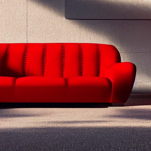 sofa straight, hyper-realistic, photographic, 8k, color red