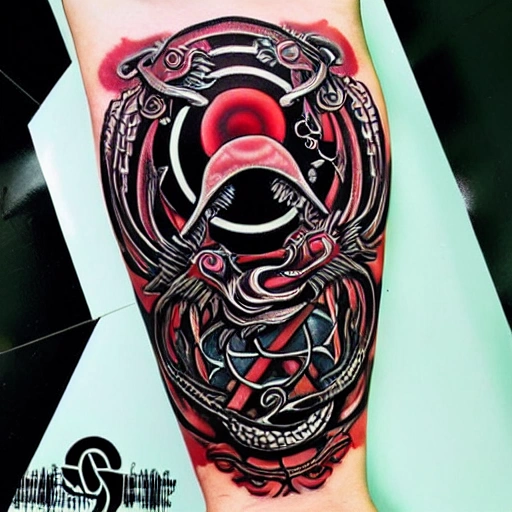 Bring out your inner warrior with a powerful combination of a mythical dragon and the timeless balance of the Yin Yang symbol, intricately woven into a clock face on your calf. Complete the design with a mesmerizing infinity symbol, symbolizing eternal flow and limitless possibilities. Get ready to make a bold statement with this unique and meaningful tattoo."