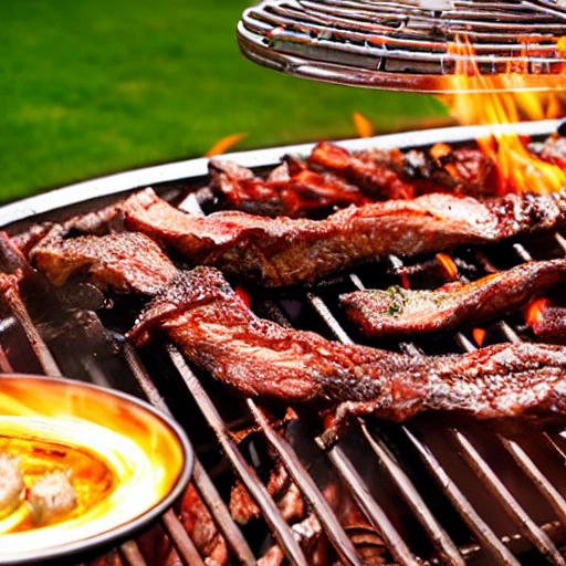 , ,BBQ,mutton，fire, 3D