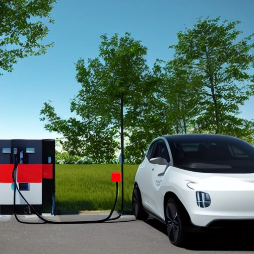 charging many electric vehicles in beautiful landscape, 3D