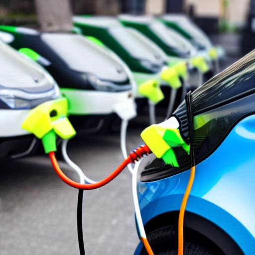 charging many electric vehicles in city, 3D