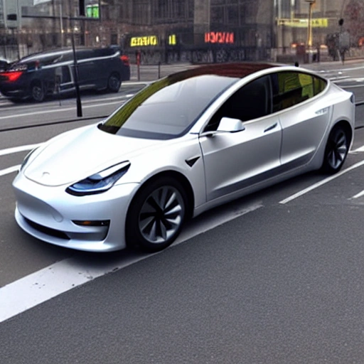 charging many Tesla model3 in Manhattan, 3D, zoom out