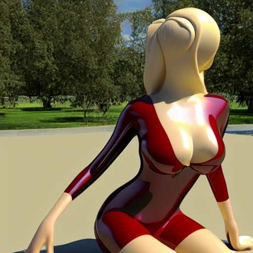 latex woman, 3D, Cartoon