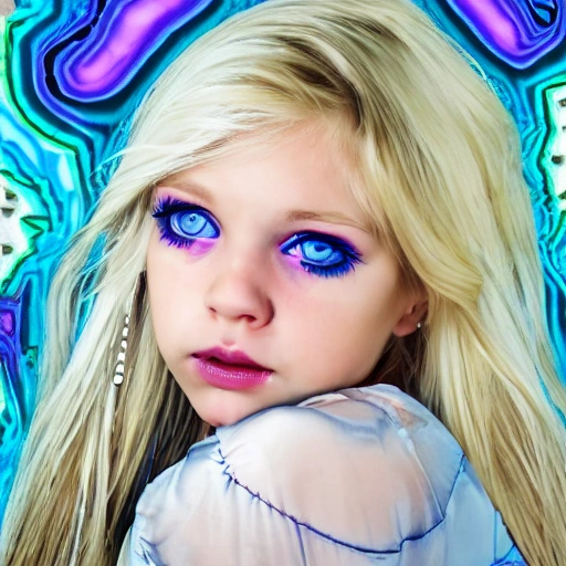 Trippy Girl With Beautiful Blue Eyes And Blonde Hair Arthub Ai