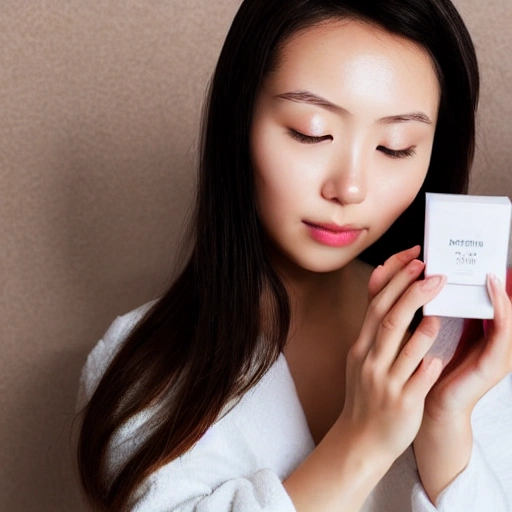 Japanese girl using skincare. high quality photo. premium camera. photo for instagram.