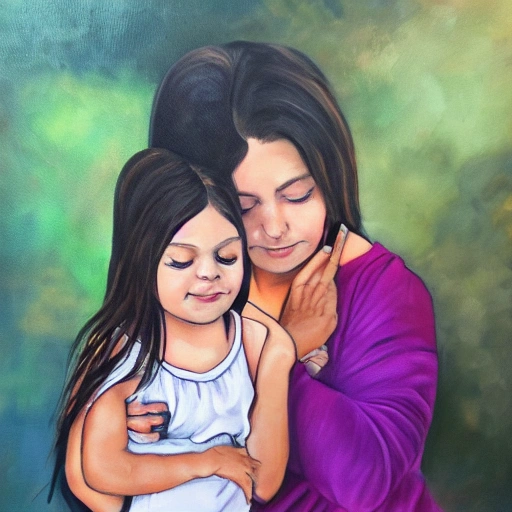 Imagen De Dios protegiendo a mi esposa a mis dos hijas (De 3 y 12 años) y a mi , Oil Painting