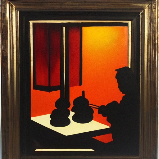 dim sum silhouette valentin, Oil Painting