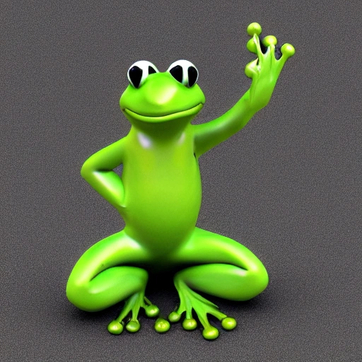 Frog holding gun, 3D