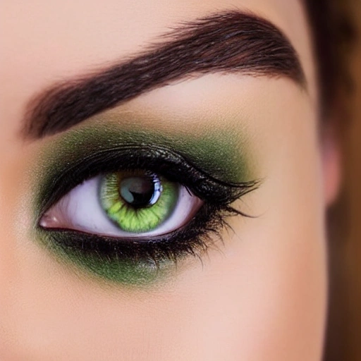 beautiful woman face with green eyes