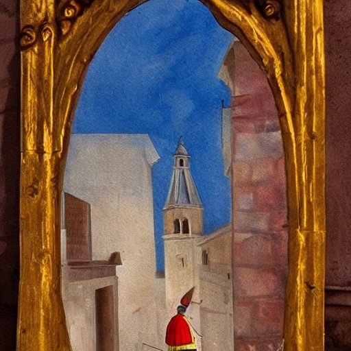 In the concave mirror of the Callejón del Gato, the Spain of Valle-Inclán was reflected: priests, card-playing bullfighters, moth-eaten aristocrats, Sacamante lawyers, Oil Painting