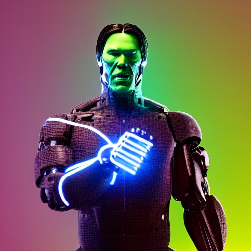 Hulk, cyborg, robotic parts, beautiful soft studio light, edge lighting, vibrant details, luxurious cyberpunk, lace, hyper realistic, electrical wires, microchip, elegant, beautiful background , style John Wick, 4k
