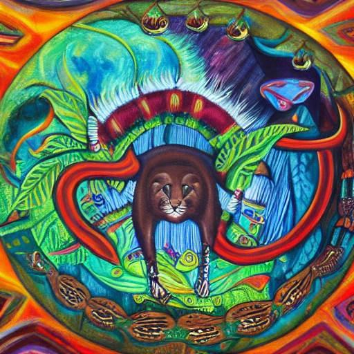 El tiempo del jaguar, la senda de la ayahuasca, Oil Painting