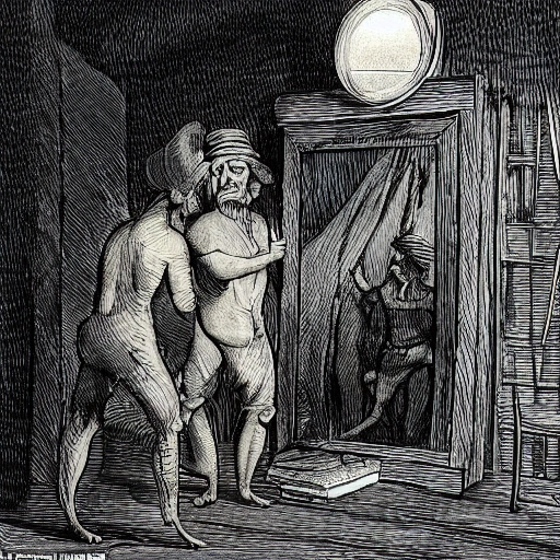 The concave mirror also gave back a grotesque image of the world of the palace, of the bustlers and boatmen, of the sacristans and butchers, of the hungry poets and hair gel pimps, Cartoon