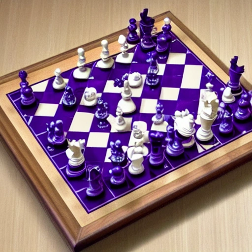 Purple and gold chess board falling