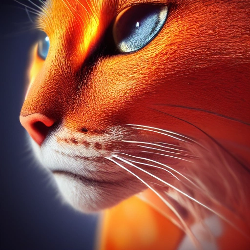 side close up portrait of 1 orange cat, detailed face, spotlight, egyptian city, wired, multicolored, vibrant high contrast, hyperrealistic, photografic, 8k, epic ambient light, octane render