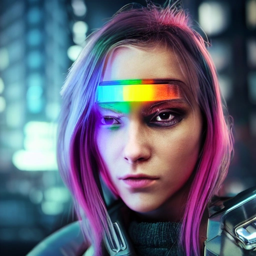 side close up portrait of 1 cyberpunk girl, detailed face, spotl ...