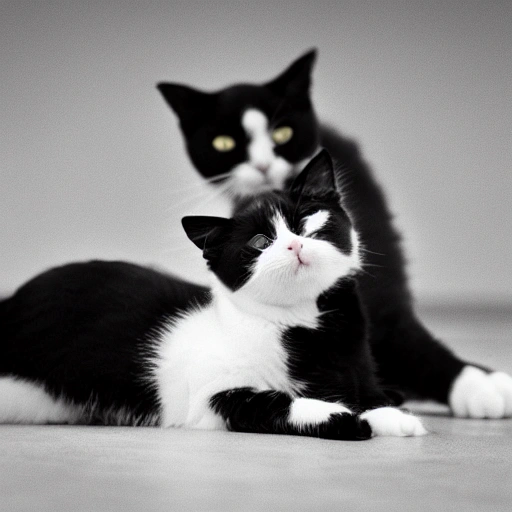 Two Black and White cat