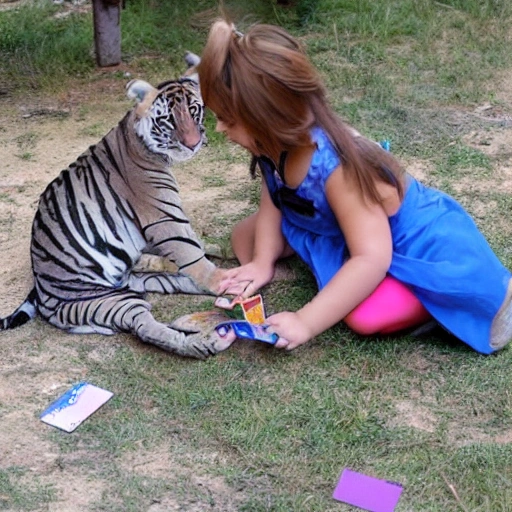 tigre y paloma jugando  a las cartas