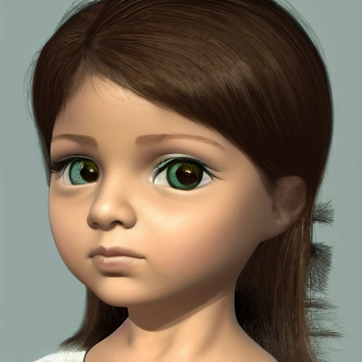niña dulce, realista, con detalles, pelo largo claro, ojos verdes