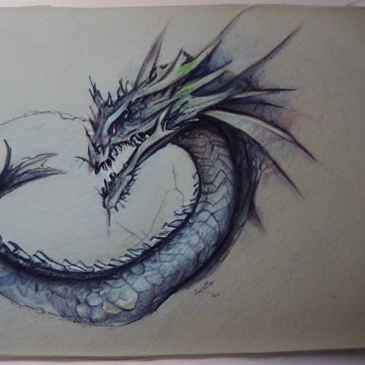realistic dragon drawing with color