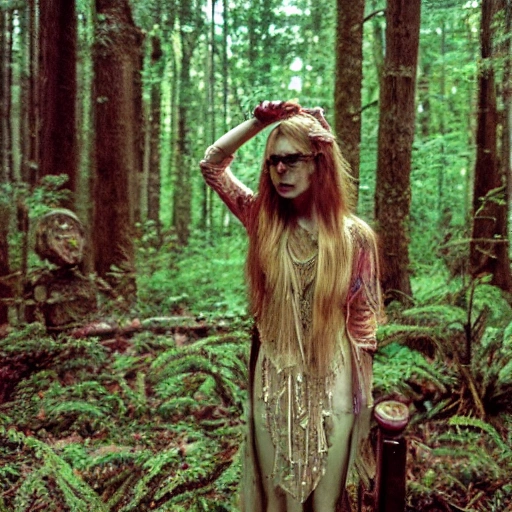 esoteric, hippie woman, lsd, wicca, forest, bohemnian grove