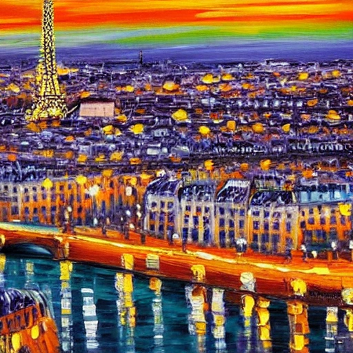 expensive Painting of paris city at night