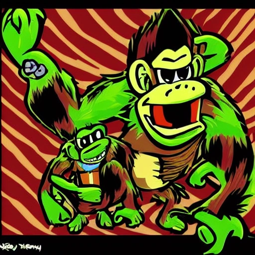 Donkey kong zombie, Cartoon, Trippy