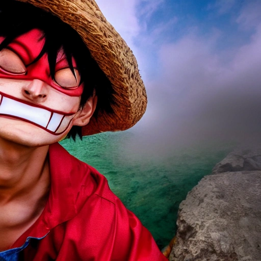 Cosplayer as Monkey D Luffy. high definition, ((Simetric face)) , ultra realistic, hyperrealism, focus camera, fog camera, 8k, wallpaper, HDR. 