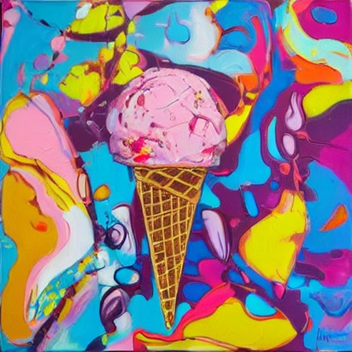 ice cream, A vibrant oil painting,  by Françoise NIELLY, trending on Artstation