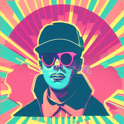 retro 80s vaporwave vintage rap music illustration art by butcher billy, t shirt design, muted colorful, illustration, highly detailed, simple, smooth and clean vector curve, no jagged lines, vector art, smooth andy warhol style, no text, no background