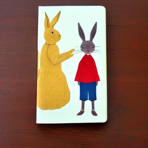 the velveteen rabbit, illustration, children's book, toy, plush, tall, thin, standing on hill, Cartoon, story book