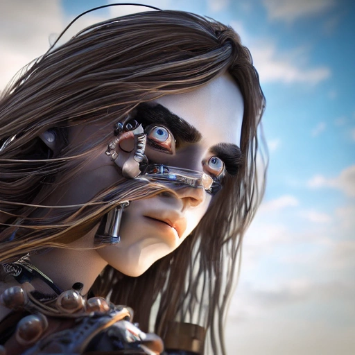 side close up portrait of 1 girl, steampunk, windblown long hair, detailed face, spotlight, steampunk city, multicolored, hyperrealistic, photografic, 8k, epic ambient light, octane render
