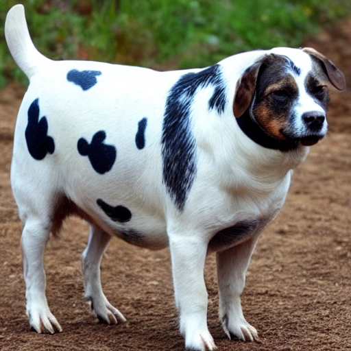 Perro con patas de vaca