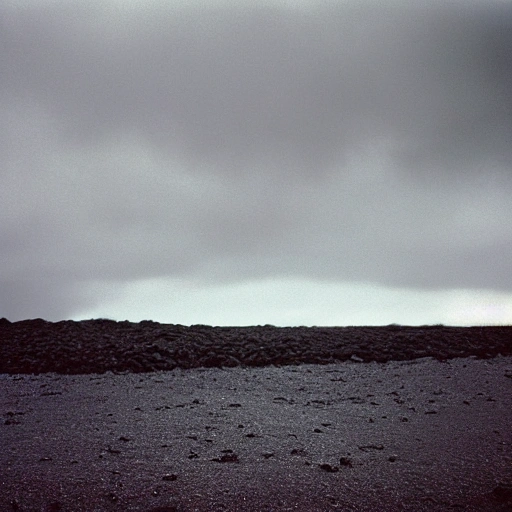  it is dark with heavy clouds and light rain, an blurred Icelandic background with black volcanic rock, shot with Pentacon Six, square format, 120mm film, CineStill 800T Tungsten, 50 mm, f 1.4, cinematic, photography, no bokeh, realistic, photorealism, intruiging shot of a gothic man with dark eyes and long black hair with grey strands, he has an empty look and is staring, has an intriguing mouth with a little mysterious grin smile, 