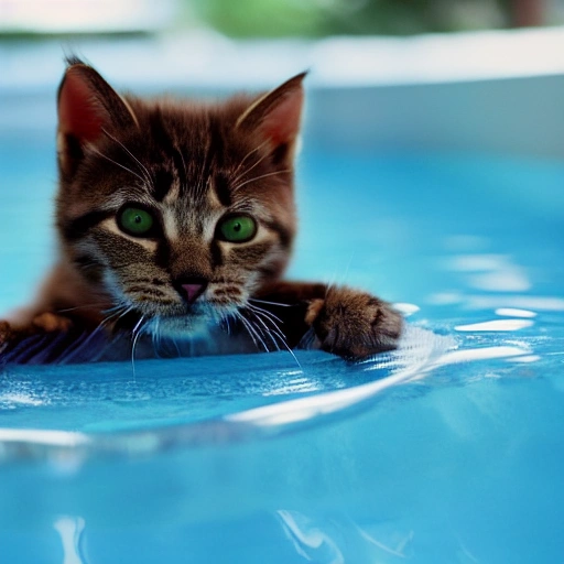 baby cat in pool