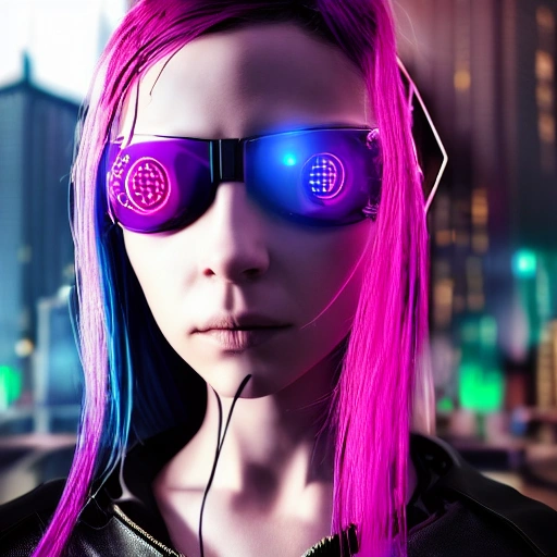 side close up portrait of 1 cyberpunk girl, detailed face, spotlight, cyberpunk city, wired, multicolored, vibrant high contrast, hyperrealistic, photografic, 8k, epic ambient light, octane render