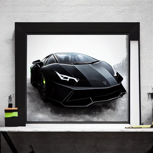 Black Lambo Futuristic art paint