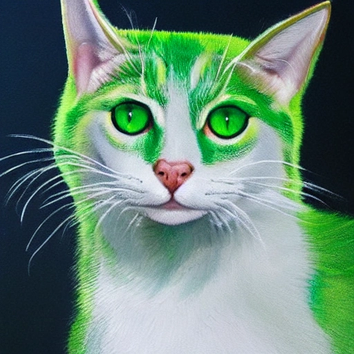 Green cat paint