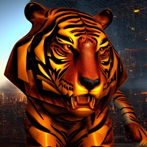 complex 3d render ultra-detailed, cyber tiger, Science Fiction, 8k

